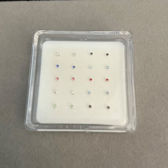 20 Pack Crystal Nose Studs in Sterling Silver~Body Jewelry ~ Brand New - Picture 8 of 10